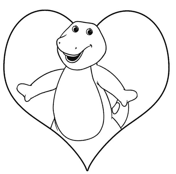 Barney on Valentines coloring page