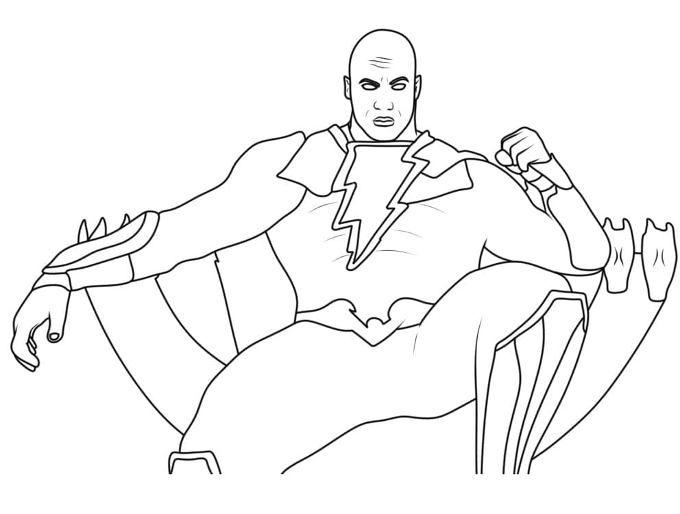 Black Adam on Throne coloring page