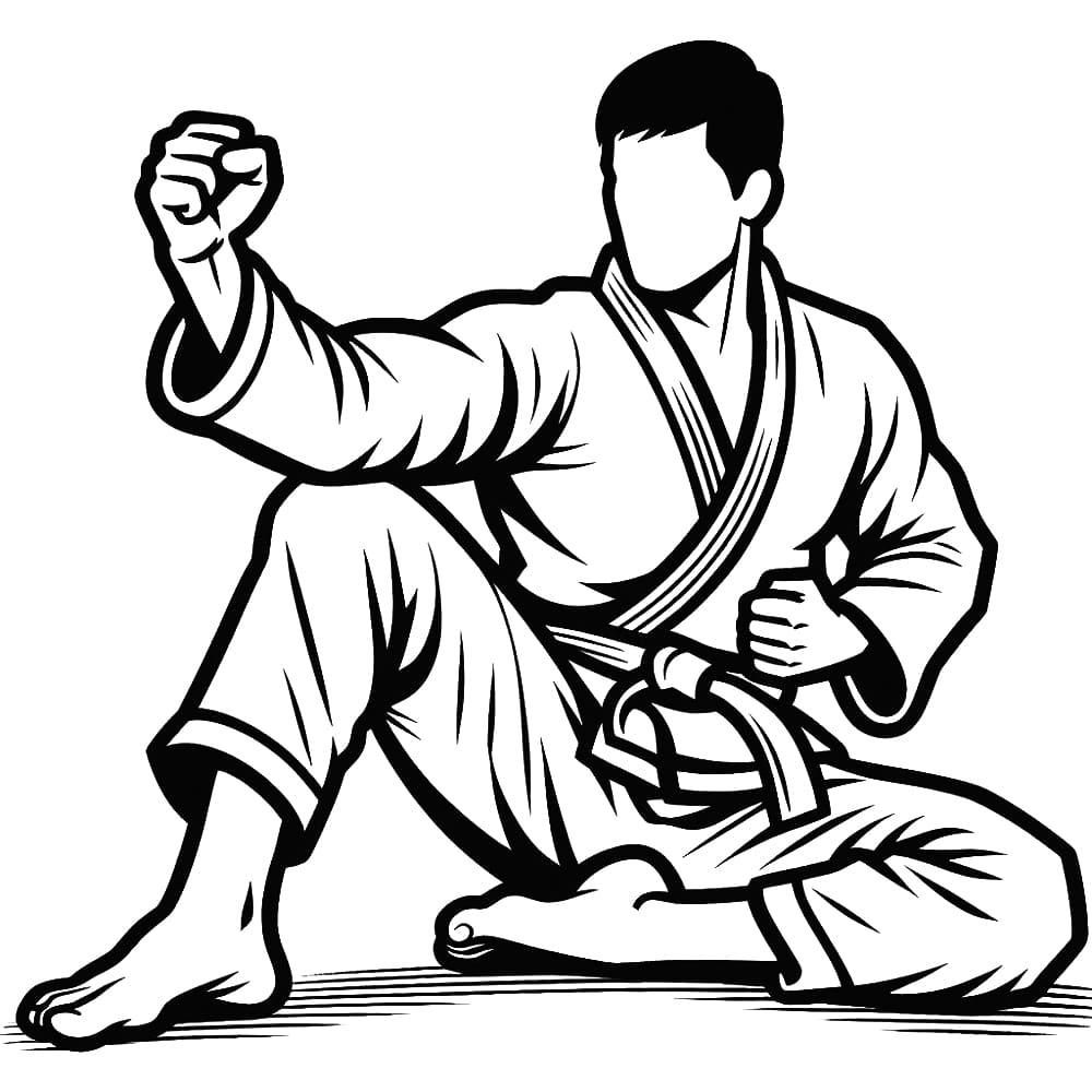 Brazilian Jiu-jitsu Action coloring page