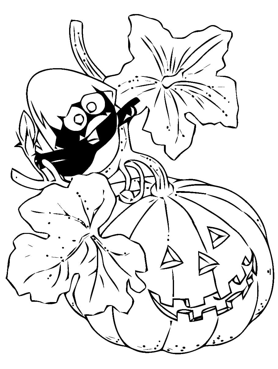 Calimero and Halloween Pumpkin coloring page