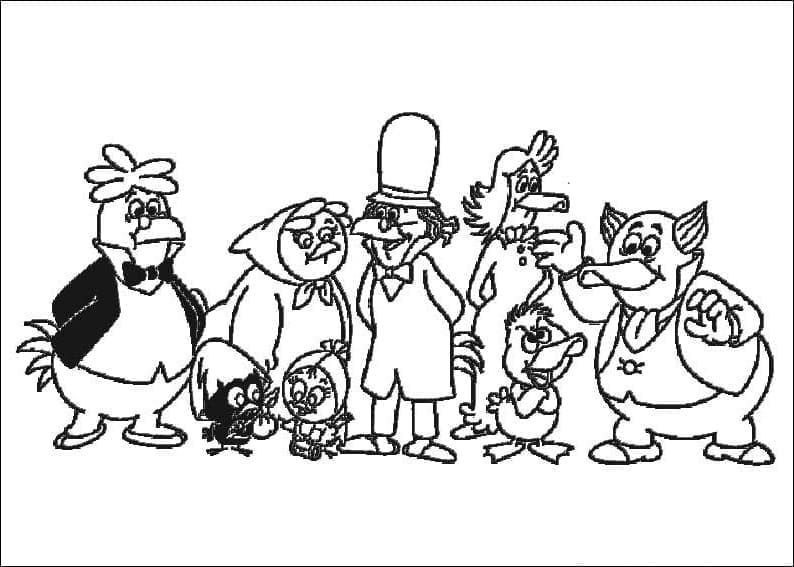 Characters from Calimero coloring page