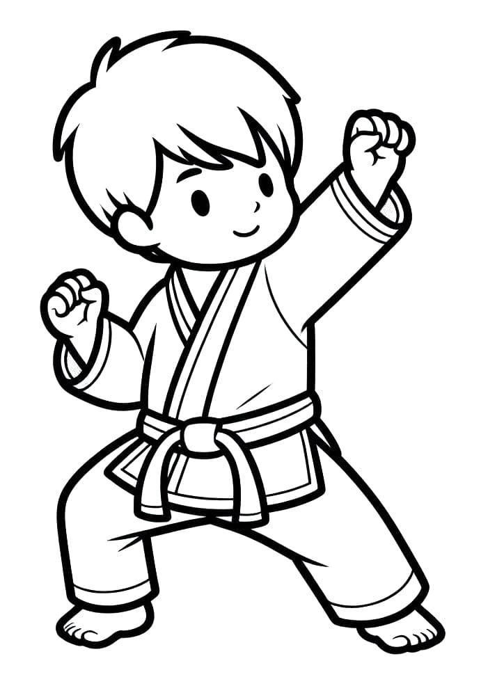 Cool Brazilian Jiu-jitsu Kid coloring page