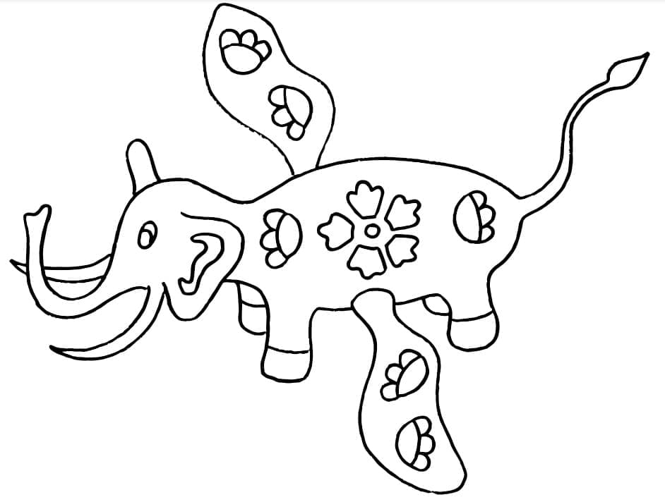 Cool Elephant Alebrijes coloring page