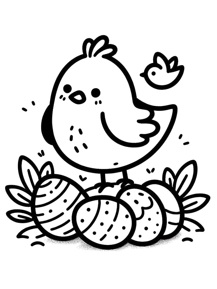 Cute Easter Chick Printable coloring page