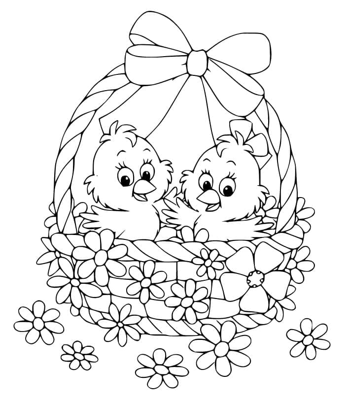 Cute Easter Chicks coloring page