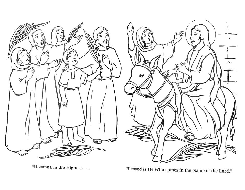 Drawing of Palm Sunday coloring page