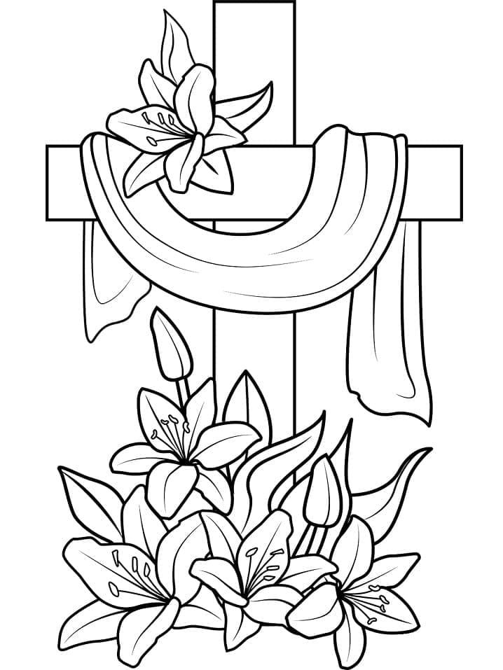 Easter Cross with Flowers