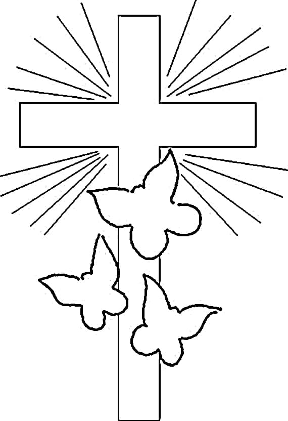 Easy Good Friday Cross coloring page