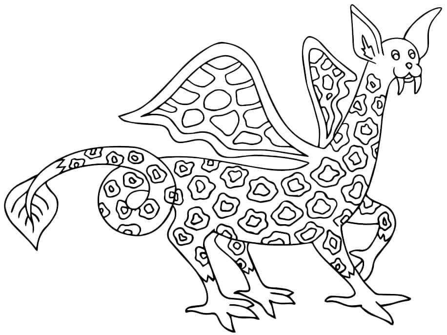 Fantastic Dragon Alebrijes coloring page