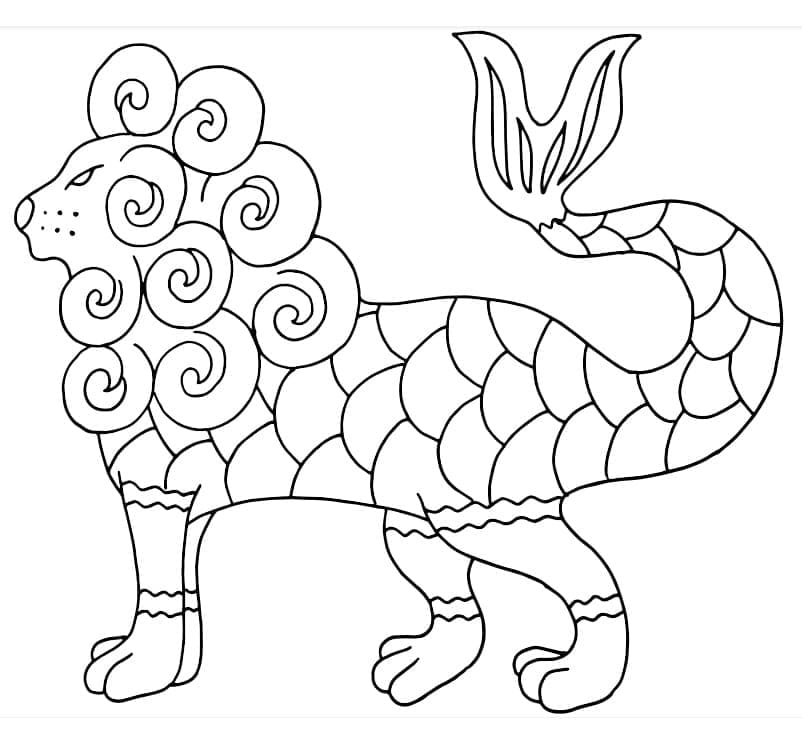 Fantastic Lion Alebrije coloring page