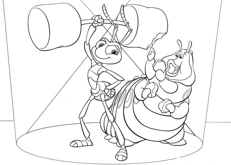 Flik and Heimlich from A Bug’s Life coloring page