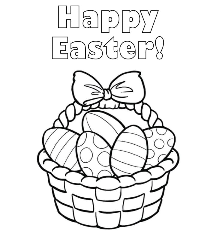 Free Drawing of Easter Basket coloring page