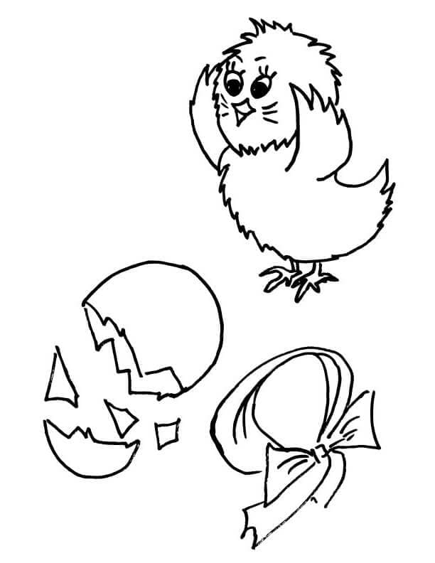 Funny Easter Chick coloring page