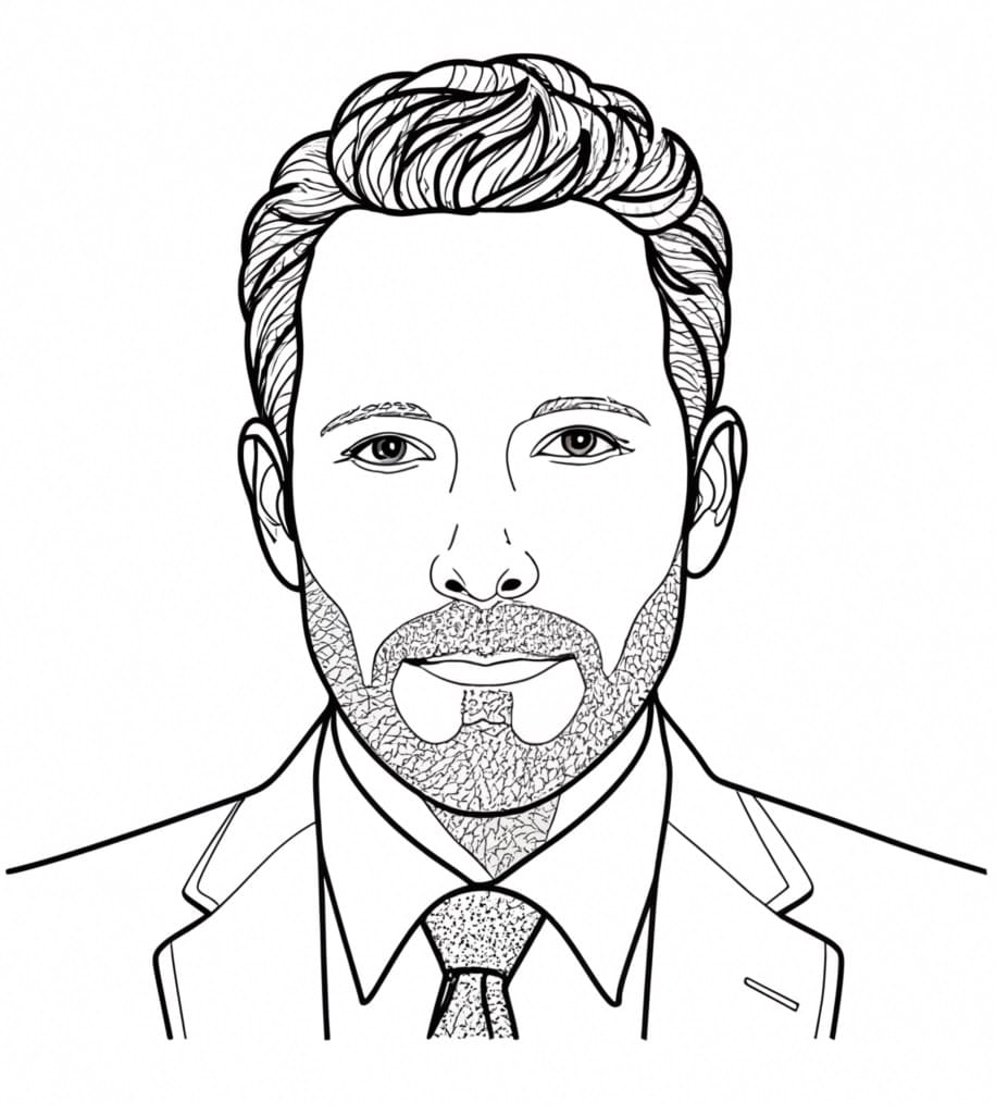 Happy Ben Affleck coloring page