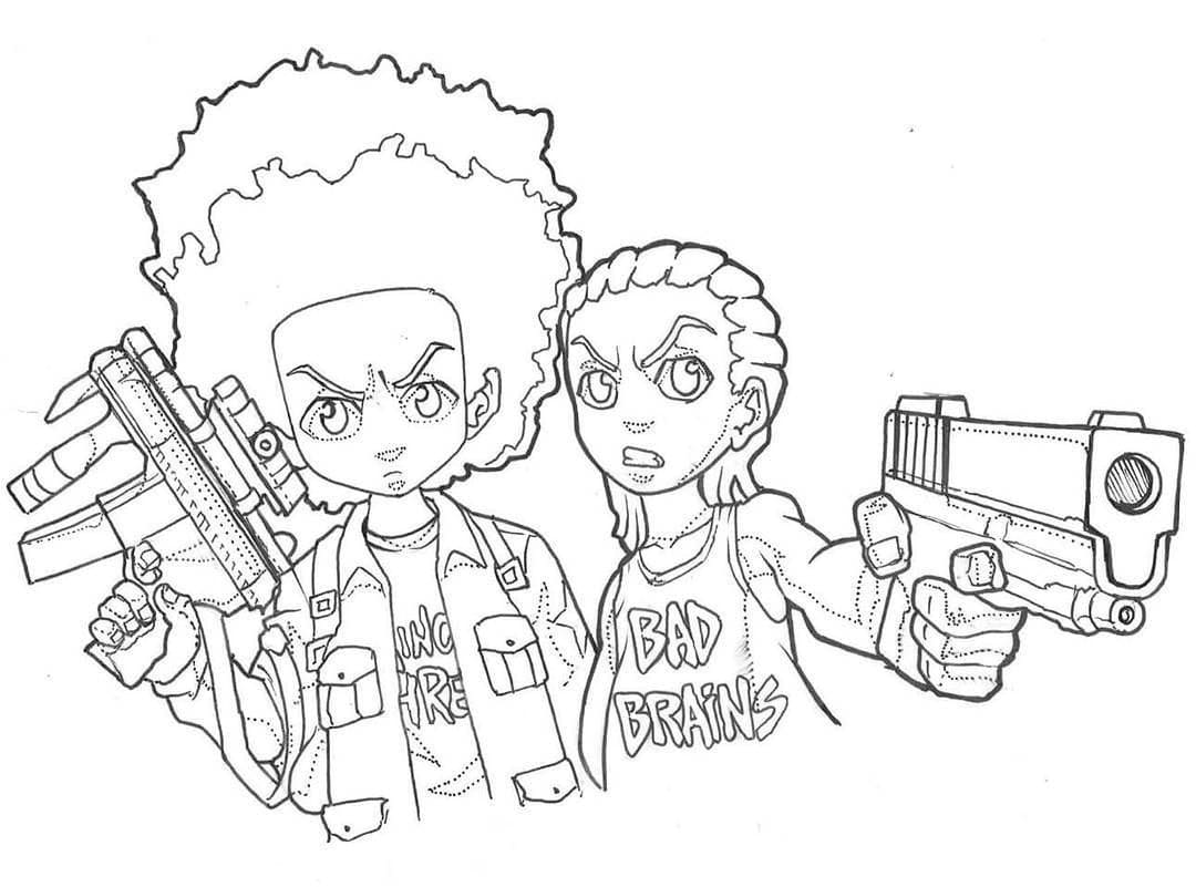 Huey and Riley Freeman coloring page