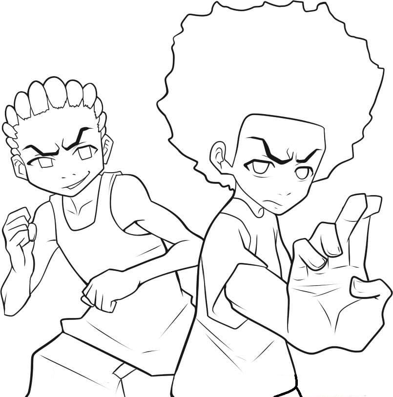 Huey and Riley The Boondocks coloring page