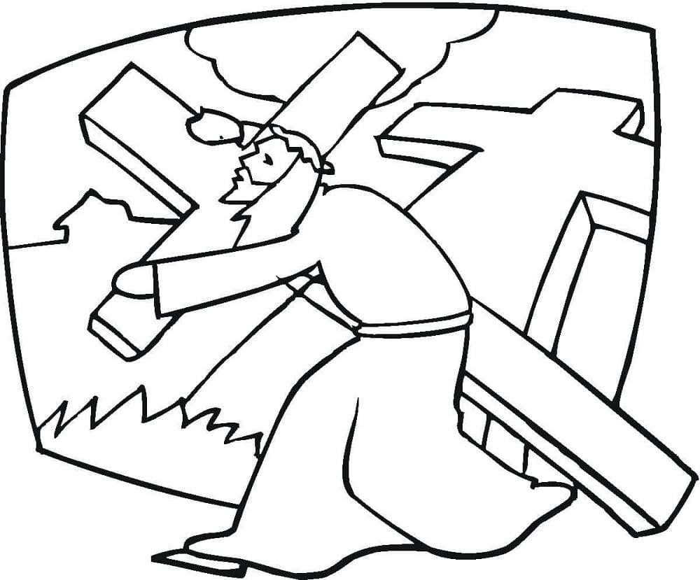 Jesus Carries Cross coloring page