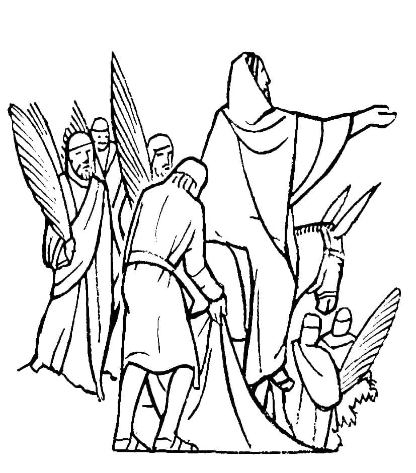 Jesus Greeted On Palm Sunday coloring page