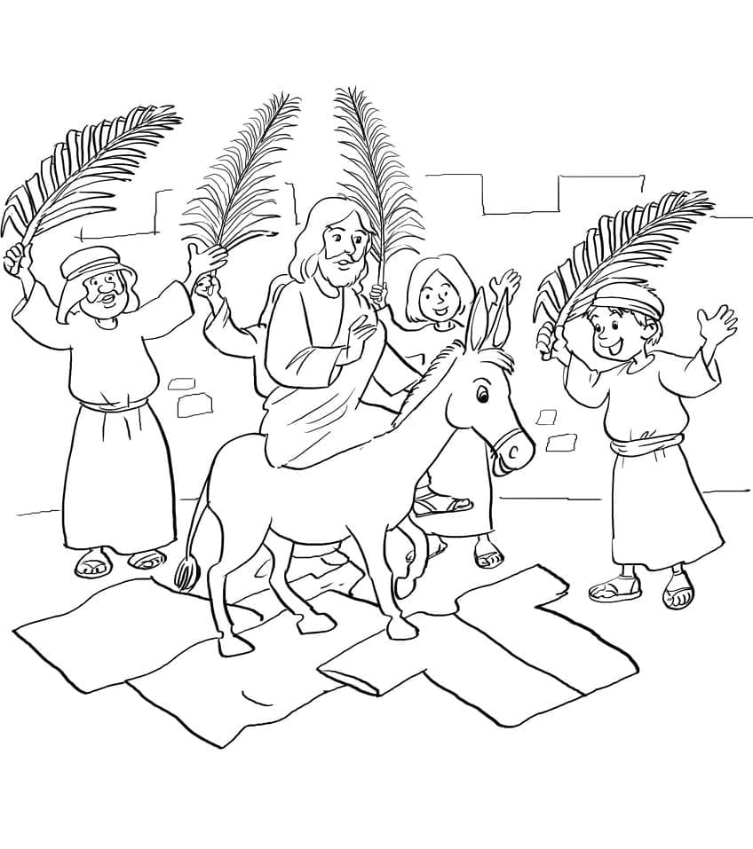 Jesus Riding a Donkey coloring page