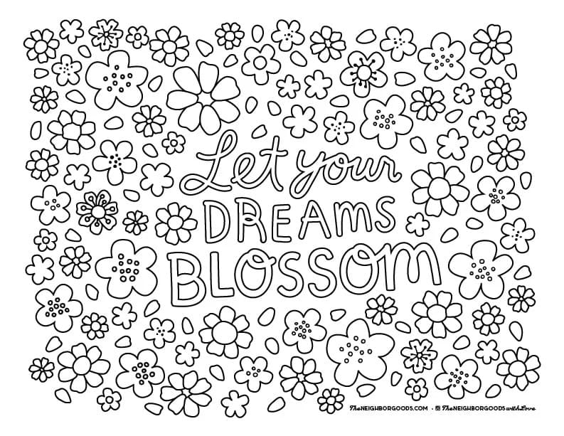 Let Your Dreams Blossom coloring page