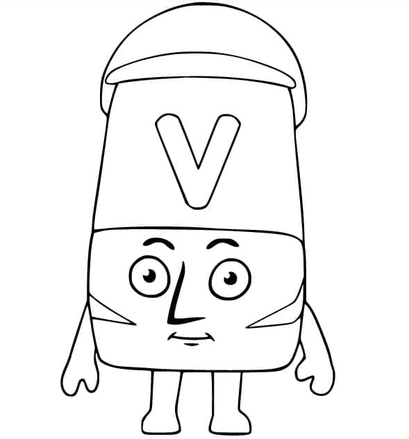 Letter V Alphablocks coloring page