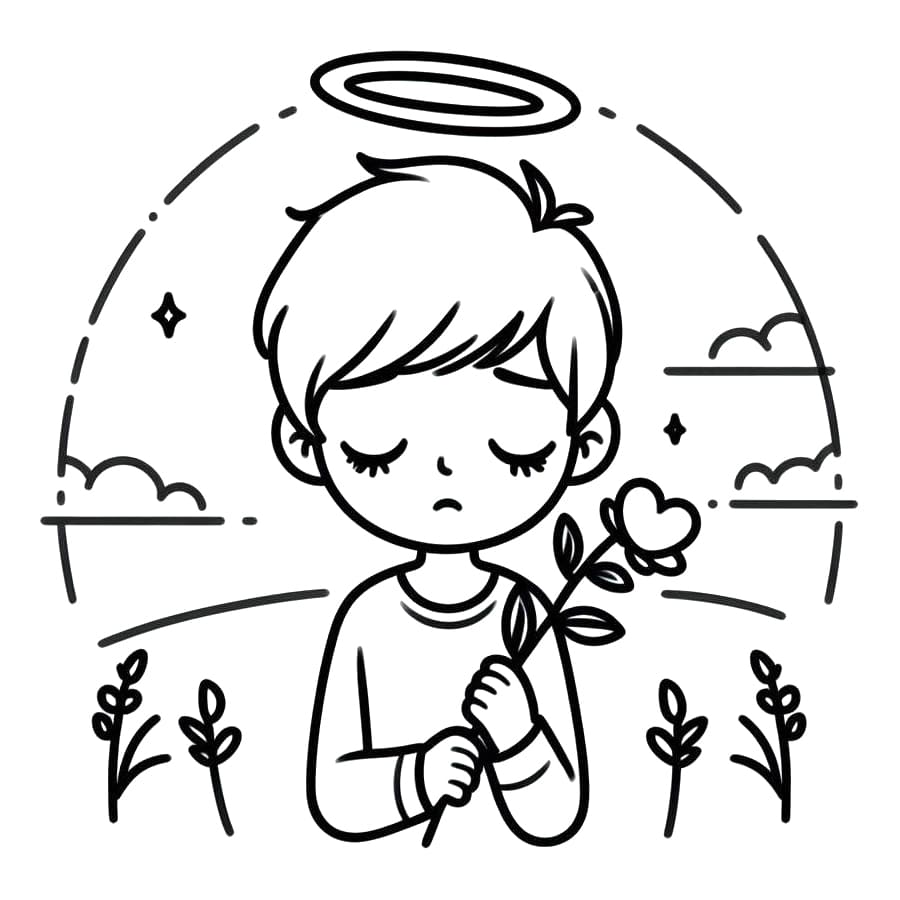 Little Boy With Sympathy coloring page