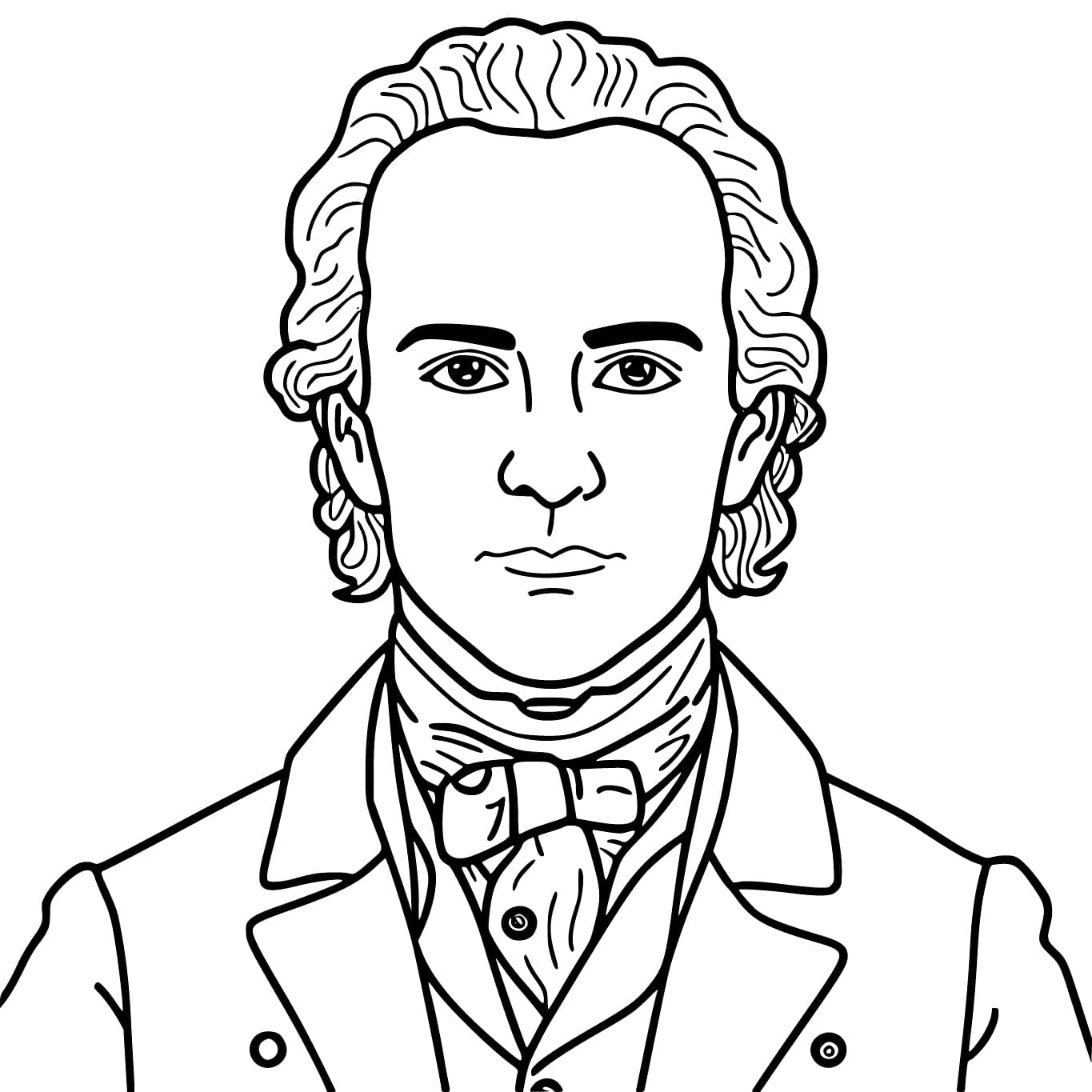 Portrait of Alexander Hamilton coloring page