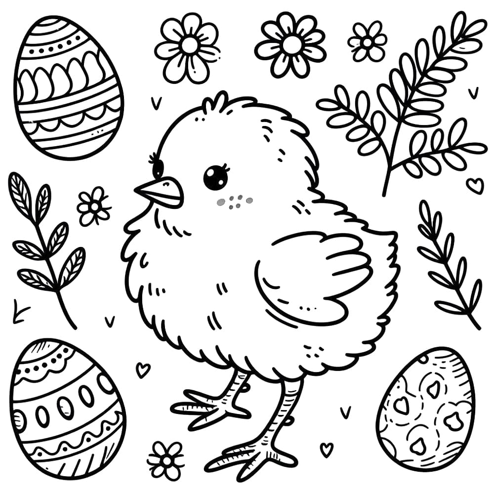 Print Easter Chick coloring page