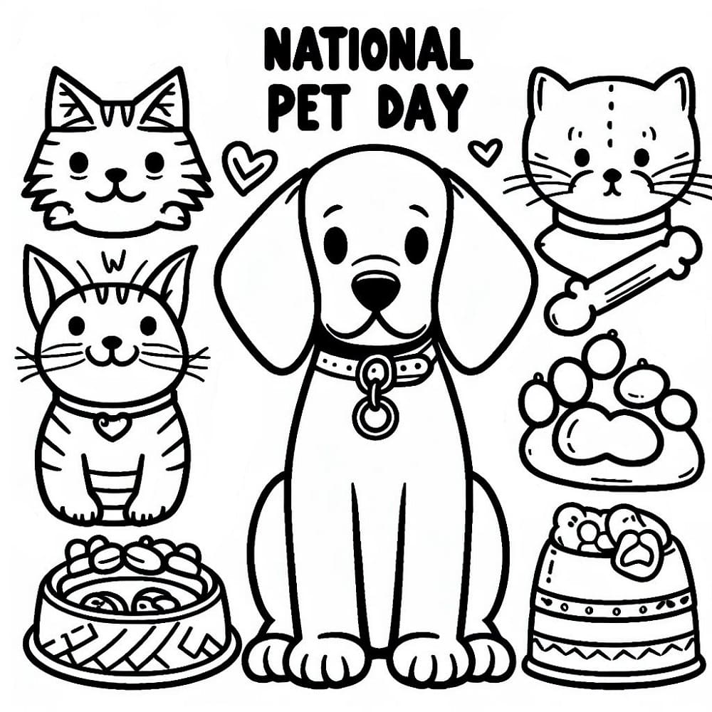 Print National Pet Day coloring page