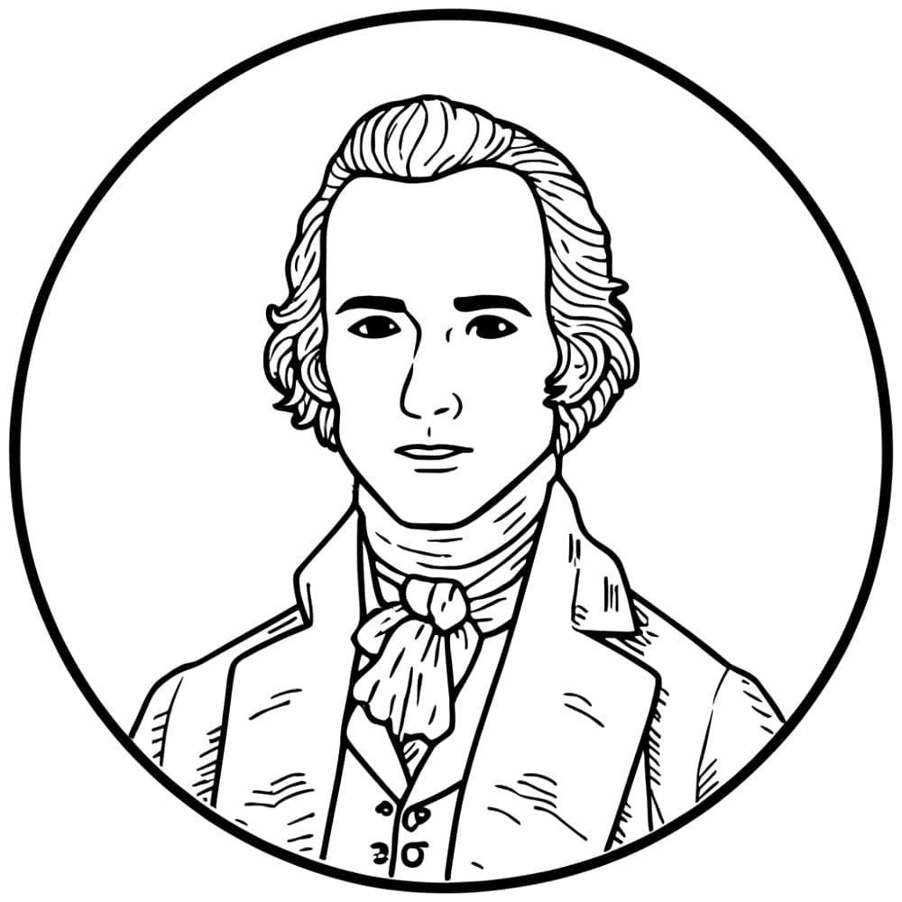 Printable Alexander Hamilton coloring page