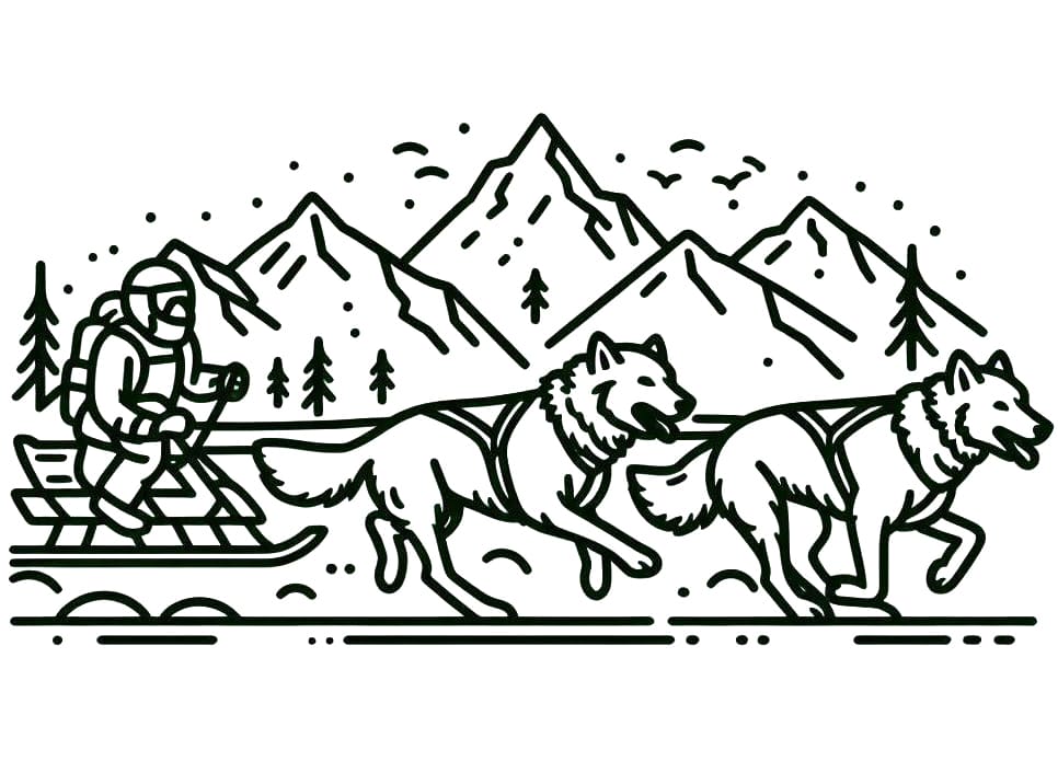 Printable Iditarod Race coloring page