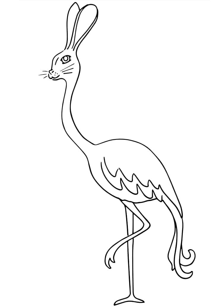 Rabbit Flamingo Alebrije coloring page