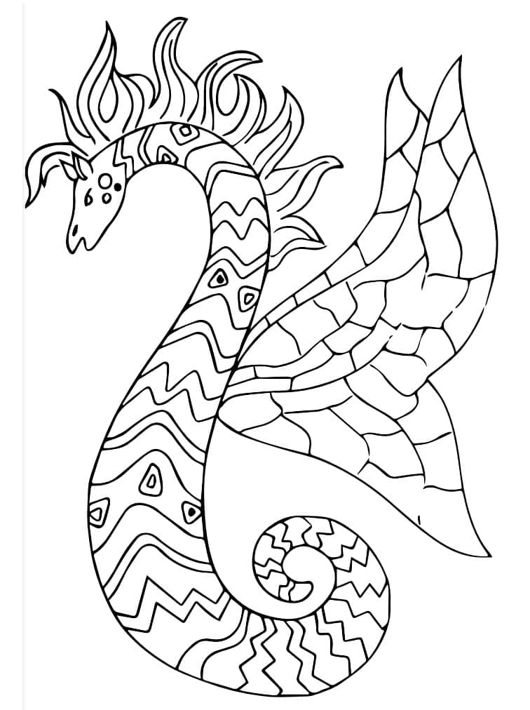 Seahorse Alebrijes coloring page