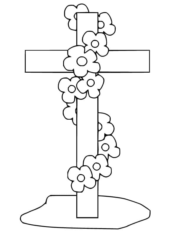 Simple Easter Cross with Flowers