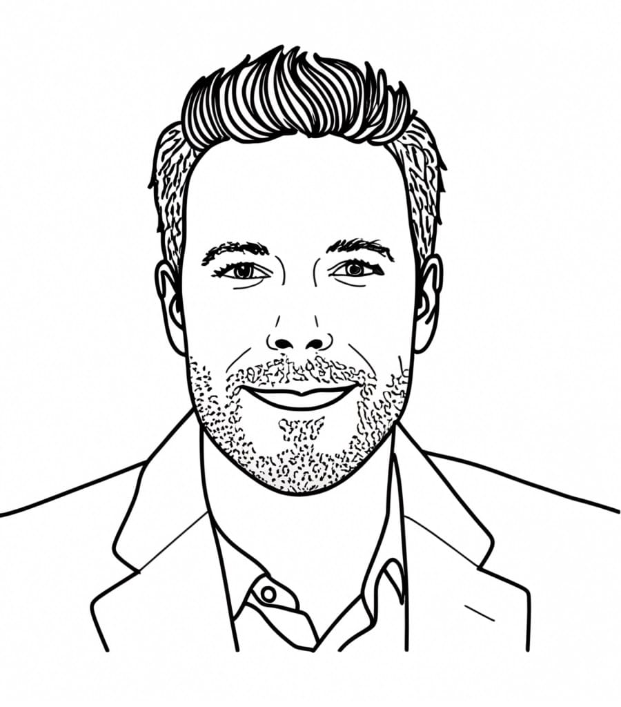 Smiling Ben Affleck coloring page