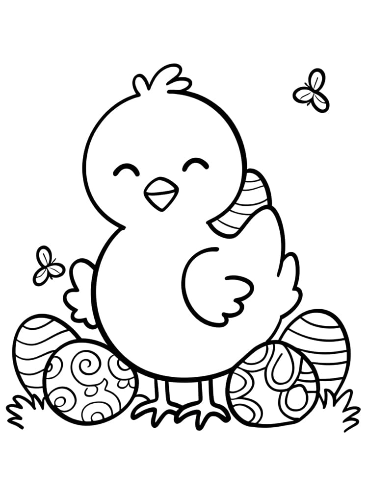 Smiling Easter Chick coloring page