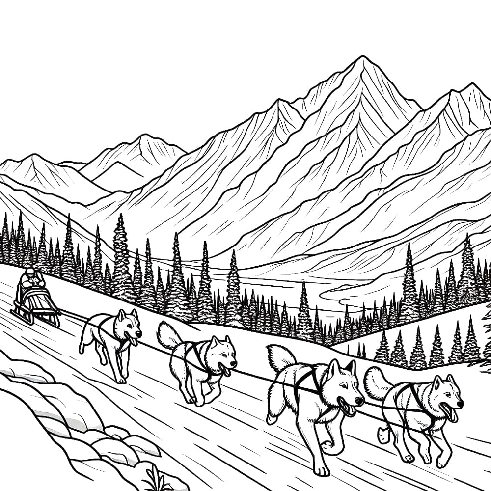 The Iditarod coloring page