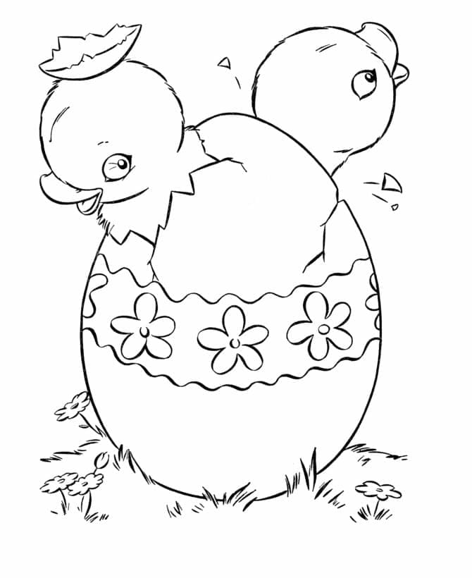 Two Easter Chicks coloring page