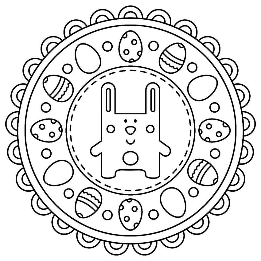 Very Cute Easter Mandala coloring page