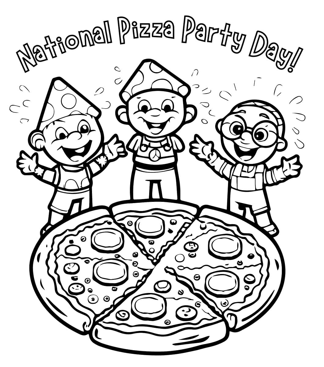 Celebrate National Pizza Party Day coloring page