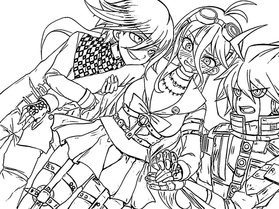 Characters from Danganronpa coloring page