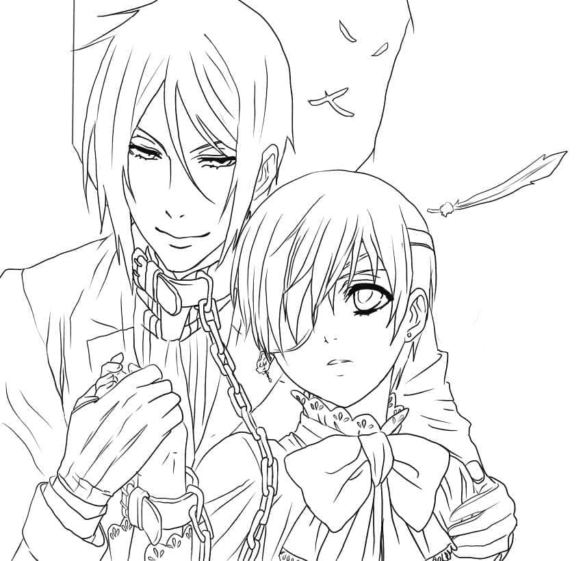 Ciel and Sebastian Black Butler coloring page