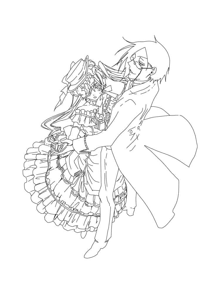 Ciel and Sebastian from Black Butler coloring page