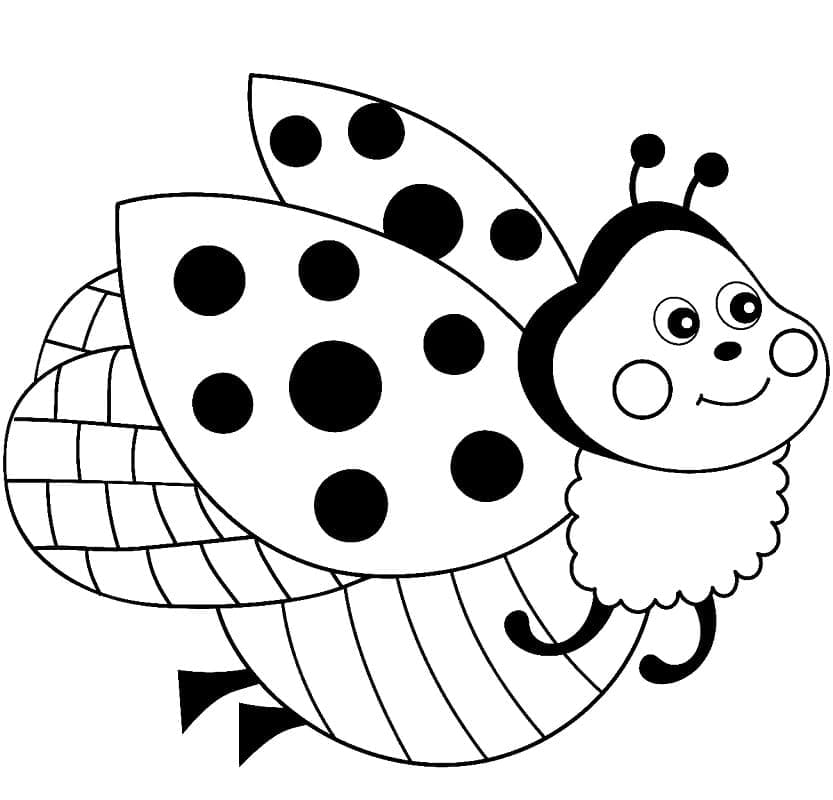 Cute Ladybug is Flying coloring page