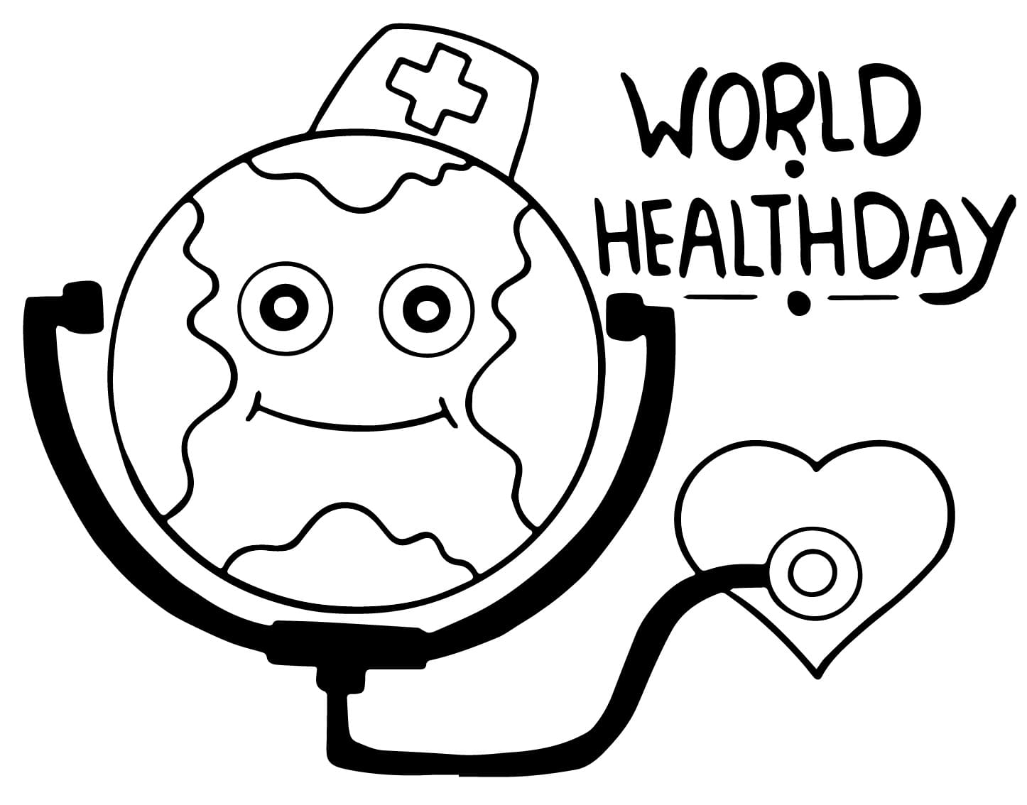 Cute World Health Day coloring page