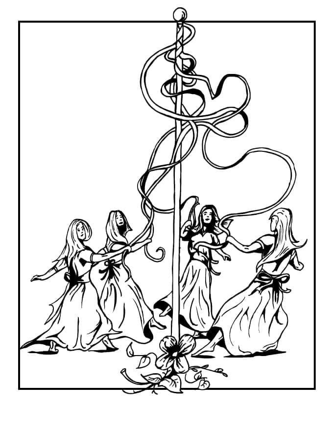 Drawing of May Day coloring page