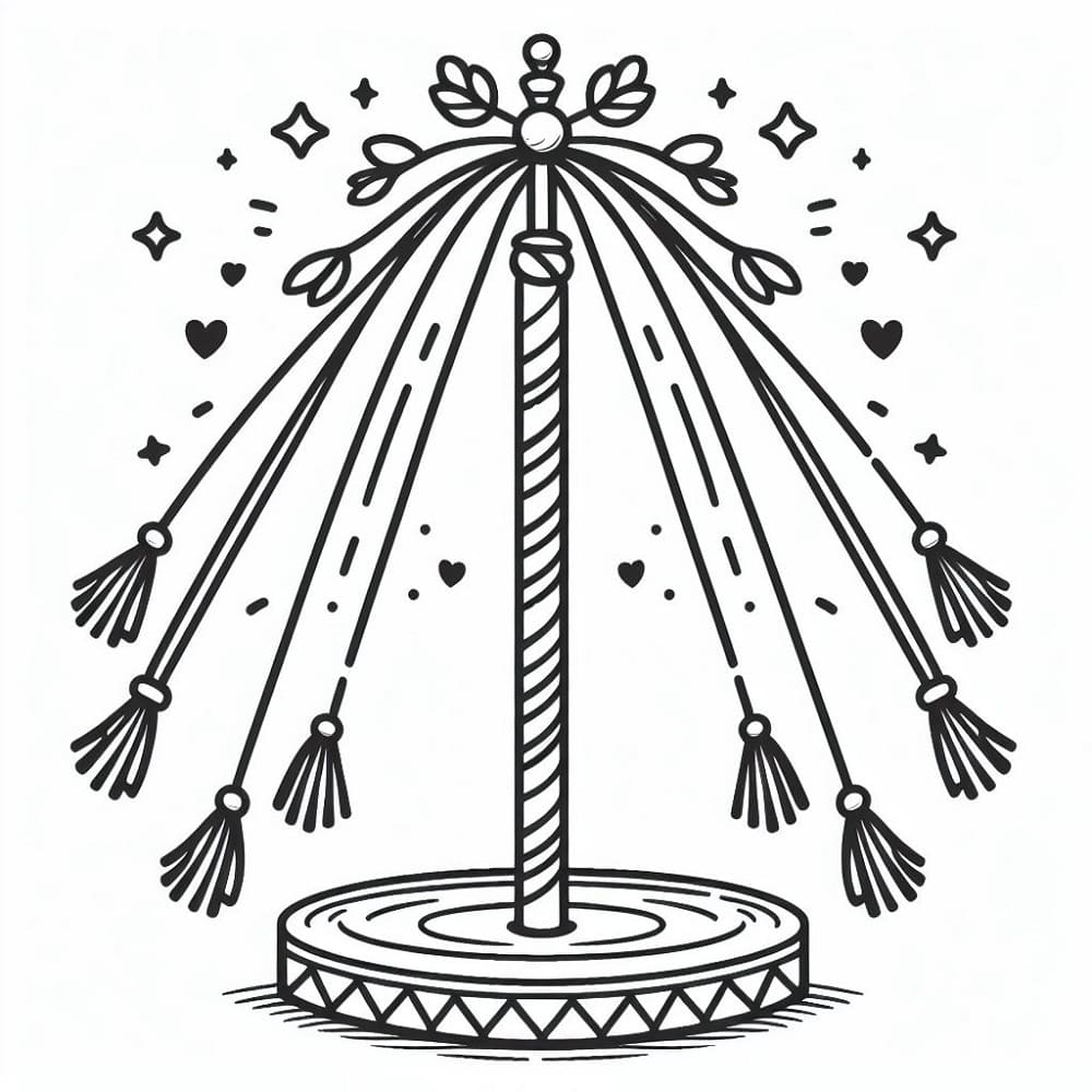 Easy Maypole coloring page