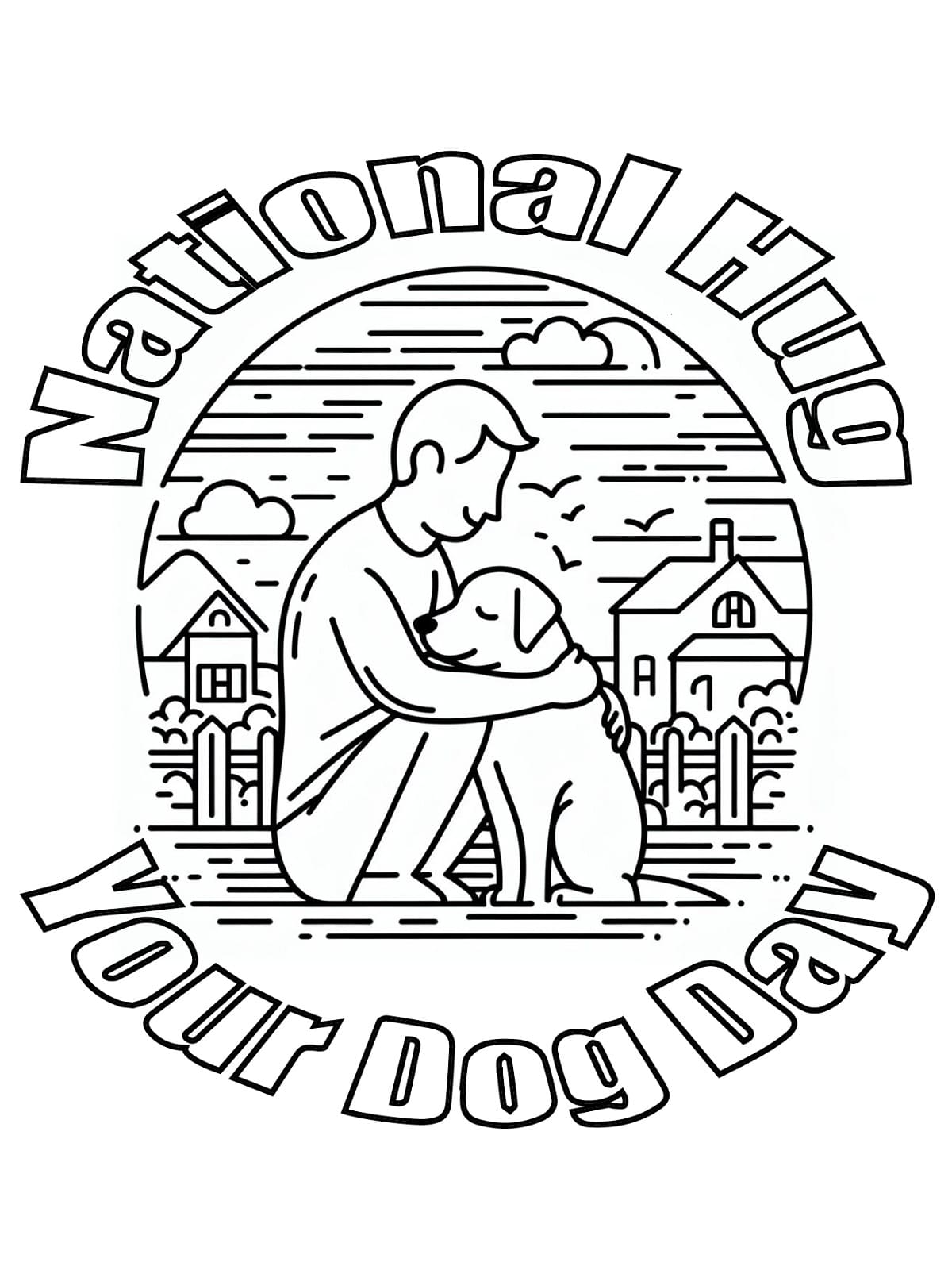 Free Printable Hug Your Dog Day coloring page