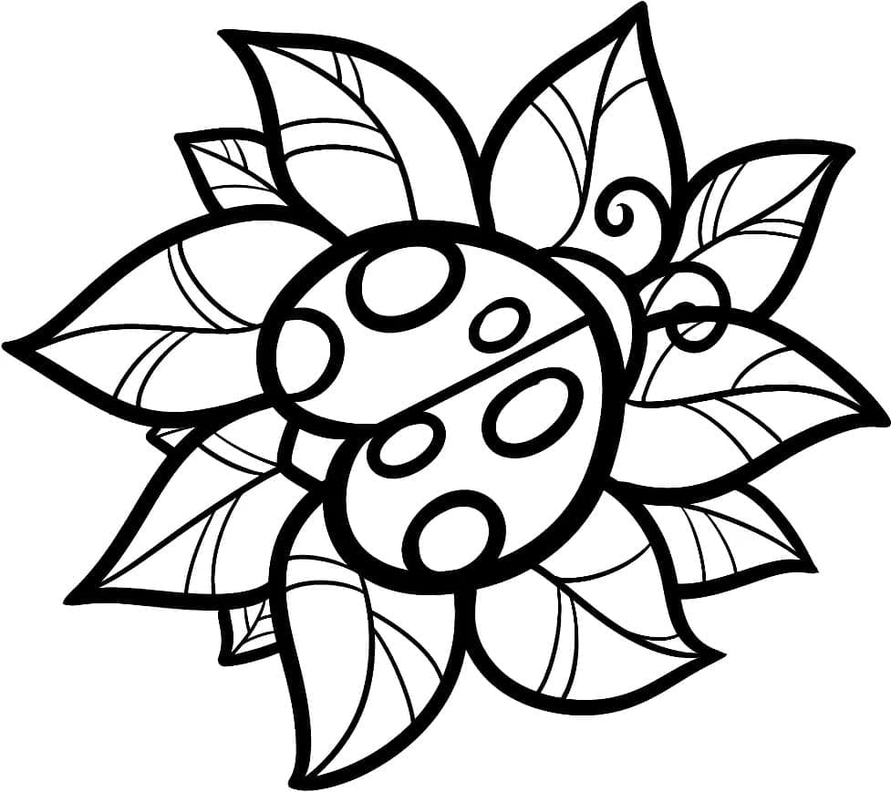 Ladybug on Leaves coloring page