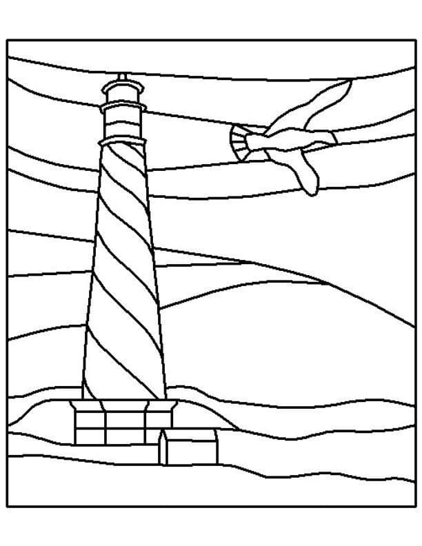 Lighthouse and Seagull coloring page